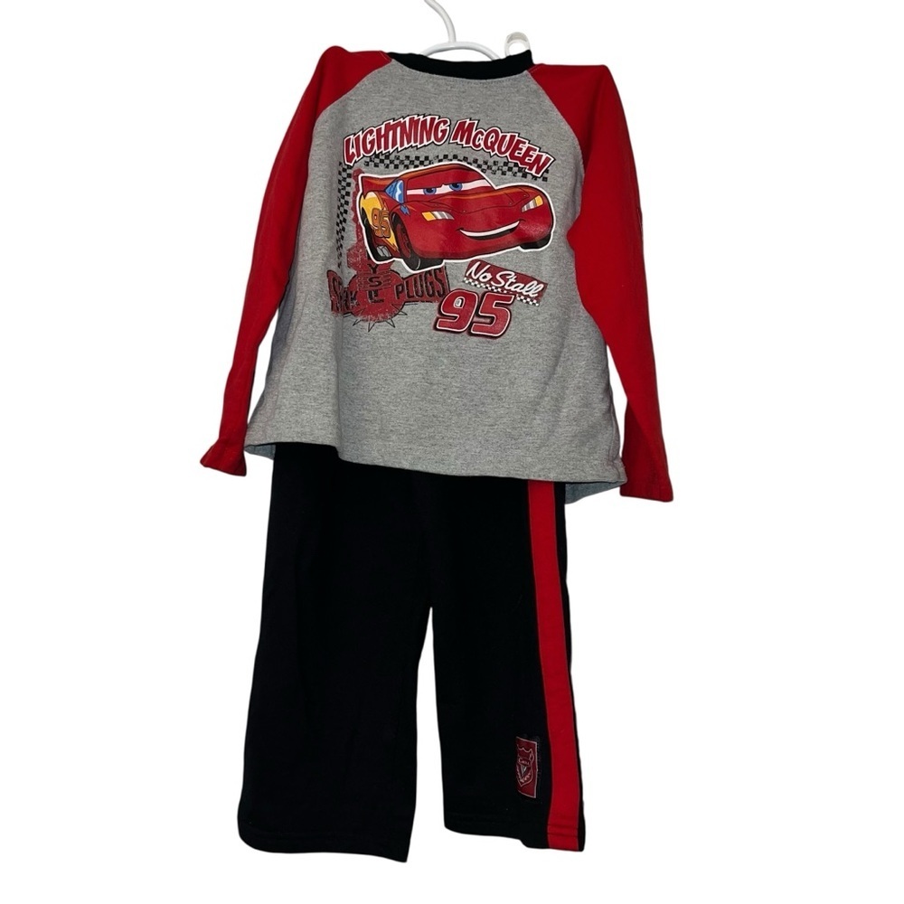 Vintage cars Pixar Lightning McQueen Kids sweatsuit Set sz 6 gray black red